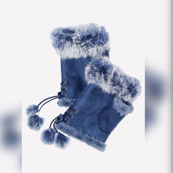 Pink Black Gray Brown Furry Fingerless GLOVES - Picture 15 of 16